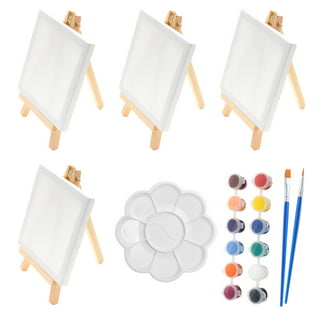 200 Pcs Mini Canvas and Easel Set 100 Pcs Mini Canvas with 100 Pcs Wooden  Easels Mini Stretched Canvas for Painting Art Canvas Painting Kit for Teen