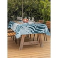 thumbnail image 3 of Outdoor Tablecloth with Umbrella Hole for Patio/Picnic/Party/Camping, Blue Teal Palm Leaves Waterproof Table Cloth Rectangle Table Cover Washable, Summer Botanical Tropical Leaf (60"x 102"), 3 of 9