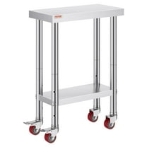 VEVOR 24"x12" Stainless Steel Work Table w/Wheels (Commercial Kitchen)