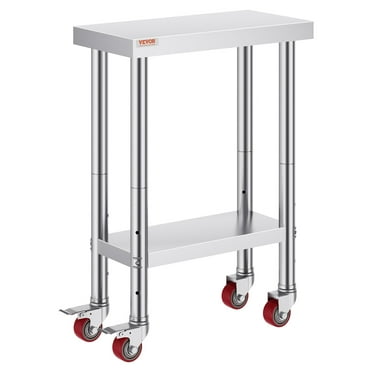 VEVOR 24"x12" Stainless Steel Work Table w/Wheels (Commercial Kitchen)