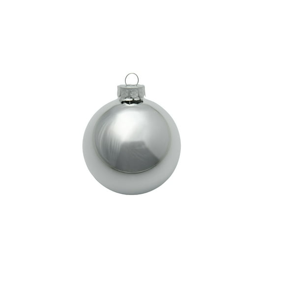 Whitehurst Shiny Glass Christmas Ball Ornaments - 3.25" (80mm) - Silver - 8ct