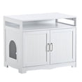 thumbnail image 6 of Penck Litter Box Enclosure, Cat Litter Box Furniture with Hidden Plug, 2 Doors,Indoor Cat Washroom Storage Bench Side Table Cat House, Large Wooden Enclused Litter Box House, White, 6 of 7