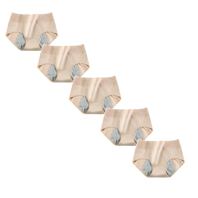 GDREDA Lot de 5 Culottes Menstruelles pour Femmes, Étanches et Confortables, Protection à 4 Couches avec Doublure Qui Évacue l'Humidité / Culottes Menstruelles Réutilisables, Post-Partum et Protection contre les Fuites Urinaires Légères