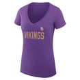 thumbnail image 2 of Women's G-III 4Her by Carl Banks Purple Minnesota Vikings Dot Print V-Neck Fitted T-Shirt, 2 of 3