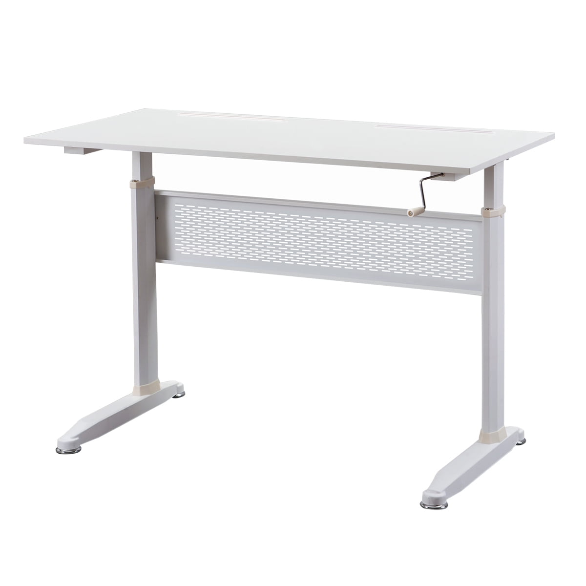 Kepooman Modern Height Adjustable Standing Desk with Crank Handle for Home Office, 47.2"L x 23.6"W x 28.7-44.5"H, White Kepooman Modern Height Adjustable Standing Desk with Crank Handle for Home Office, 47.2"L x 23.6"W x 28.7-44.5"H, White