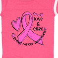 thumbnail image 4 of Inktastic Love, Care, Cure Breast Cancer Awareness Pink Ribbon Boys or Girls Baby Bodysuit, 4 of 5