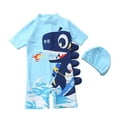 thumbnail image 1 of TBWNWG Boys Long Sleeve Thermal Dinosaur Rash Guard Swimwear With Sun For Kids, 1 of 4