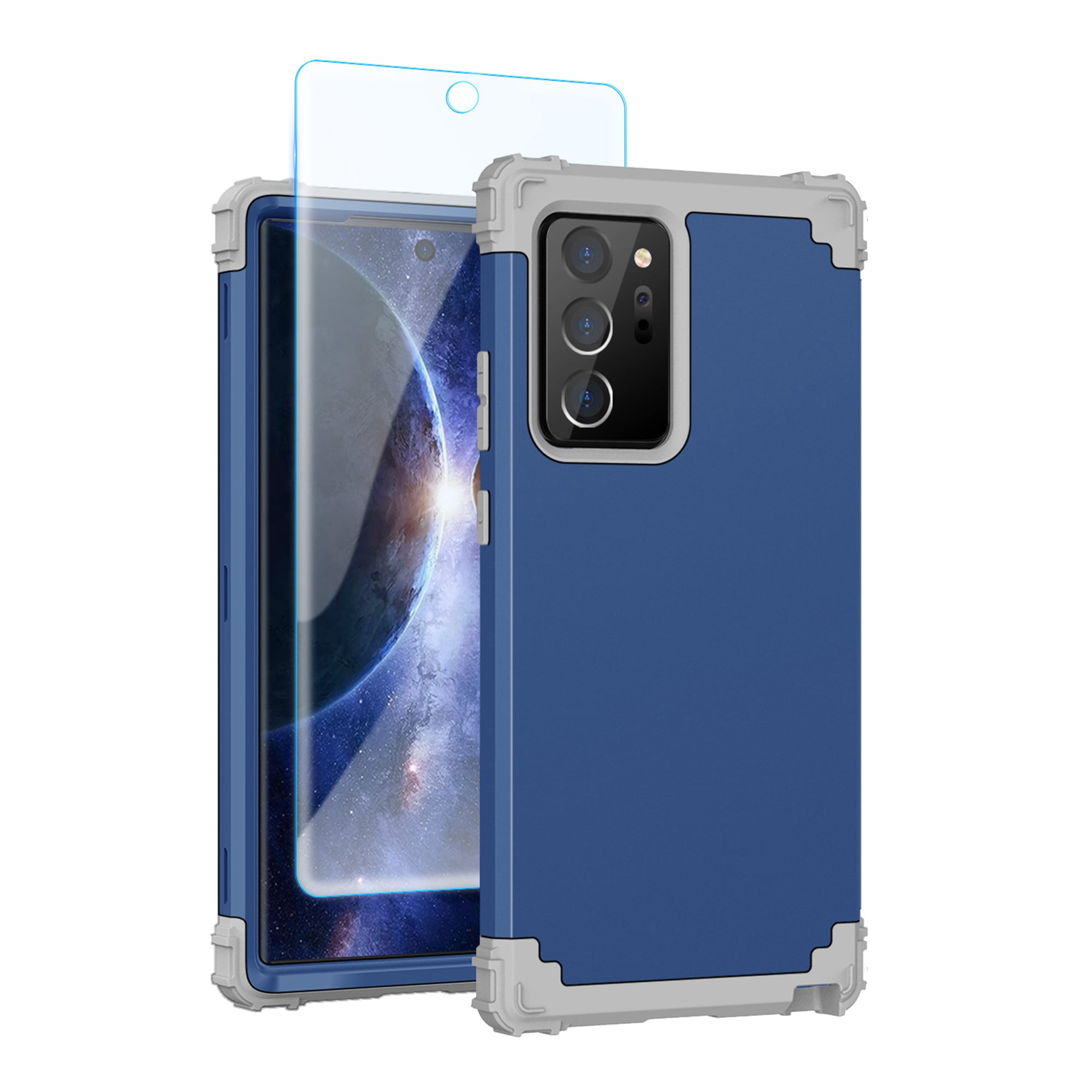 Samsung Note20 Ultra Case with Tempered Glass Screen Protector , Dteck  Heavy Dual Layer Full Protection Rugged Shockproof Case For Samsung Galaxy  Note