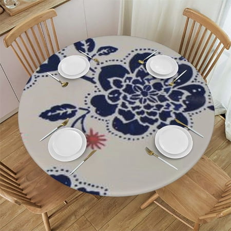 HAOXIT Round Tablecloth Waterproof Tablecover for Round Tables Hand Drawn Design Table cloth Perfect for Kitchen Dinner Restaurant Outdoor 54-58