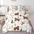 thumbnail image 1 of Erosebridal Brown Bear Bedding Twin Size, Rabbit Bird Bed in a Bag Twin size, Botanical Decor, Reversible 7-Piece, 1 of 5