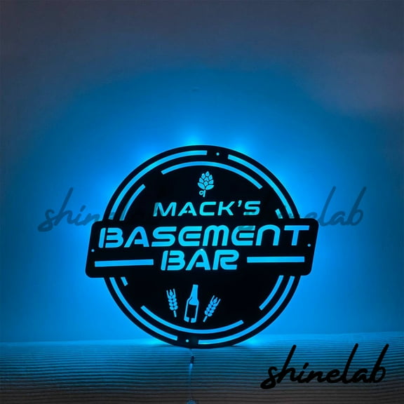 Shinelab Basement LED Wall Art, Custom Personalized Basement Metal Sign Wall Decor 10533