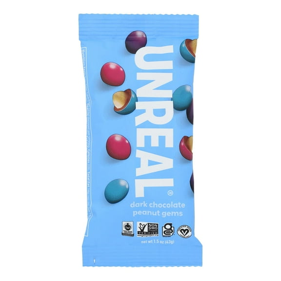 Unreal - Chocolate Gems Dk Peanut - Case of 12 - 1.5 OZ