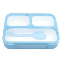 SLYNSHome Bento Box for Adult Lunch Box with 3 Compartments,Leakproof Food Containers with Spoon,Microwave & Dishwasher & Freezer Safe - Blue