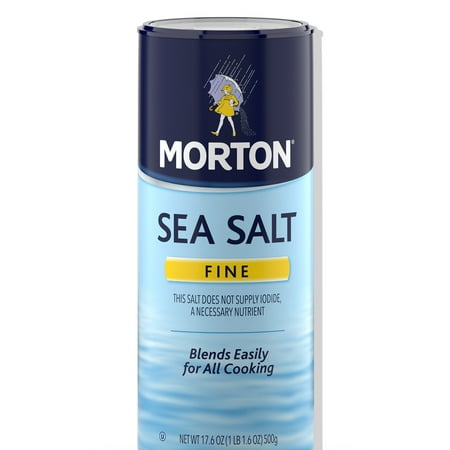 Morton Fine Sea Salt - Fast Dissolving for Marinades, Soups and Dressings, 17.6 OZ Canister