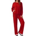 thumbnail image 1 of SHIQI-2 Ensembles pour Femmes Manches Longues Chandails en Molleton Col Rond Pantalon Droit à Cordon Tenues d'Automne 2024, 1 of 4