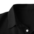 thumbnail image 4 of 3/4 Sleeve Shirts for Mens Casual Stylish Button Lapel Cotton Linen Shirt Summer Beach Vacation Blouse Lightweight Loose Comfy Top, 4 of 6