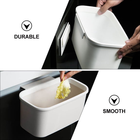 Toyandona 1Pc Wall Mounted White Plastic Trash Can Durable Space Saving Household Waste Container