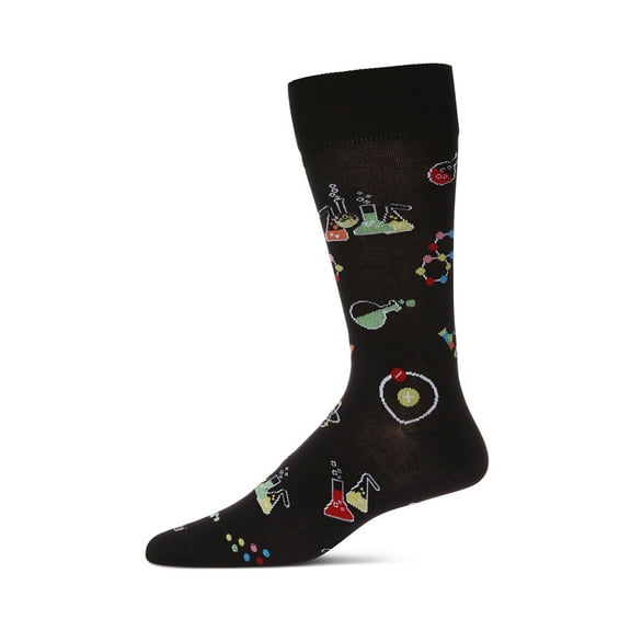 MeMoi Men's Cool Science Geek Bamboo Blend Novelty Crew Sock - Mens - Male, 10-13, Black