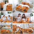 thumbnail image 5 of Orange Leaves and Squirrel Bedding Duvet Cover Set Twin Size 4 Pieces Fall Maple Leaf Thanksgiving Bedding Set with Zipper Closure, 1 Comforter Cover 68x86 Inches 1 Flat Sheet & 2 Pillow Cases, 5 of 7