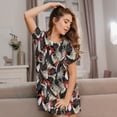 thumbnail image 3 of Yiaed Roosters 2 Print Women's Loose-Fit Short Sleeve Nightgown, Soft and Comfortable Sleep Dress for Relaxation and Sleepwear, 3 of 6