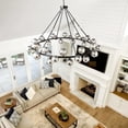 thumbnail image 5 of 59" Large 36-Light Wagon Wheel Chandelier, Modern Black Round Light Fixture with Smoky Grey Glass Shades for Dining Room High Ceilings Foyer Living Room, 5 of 8