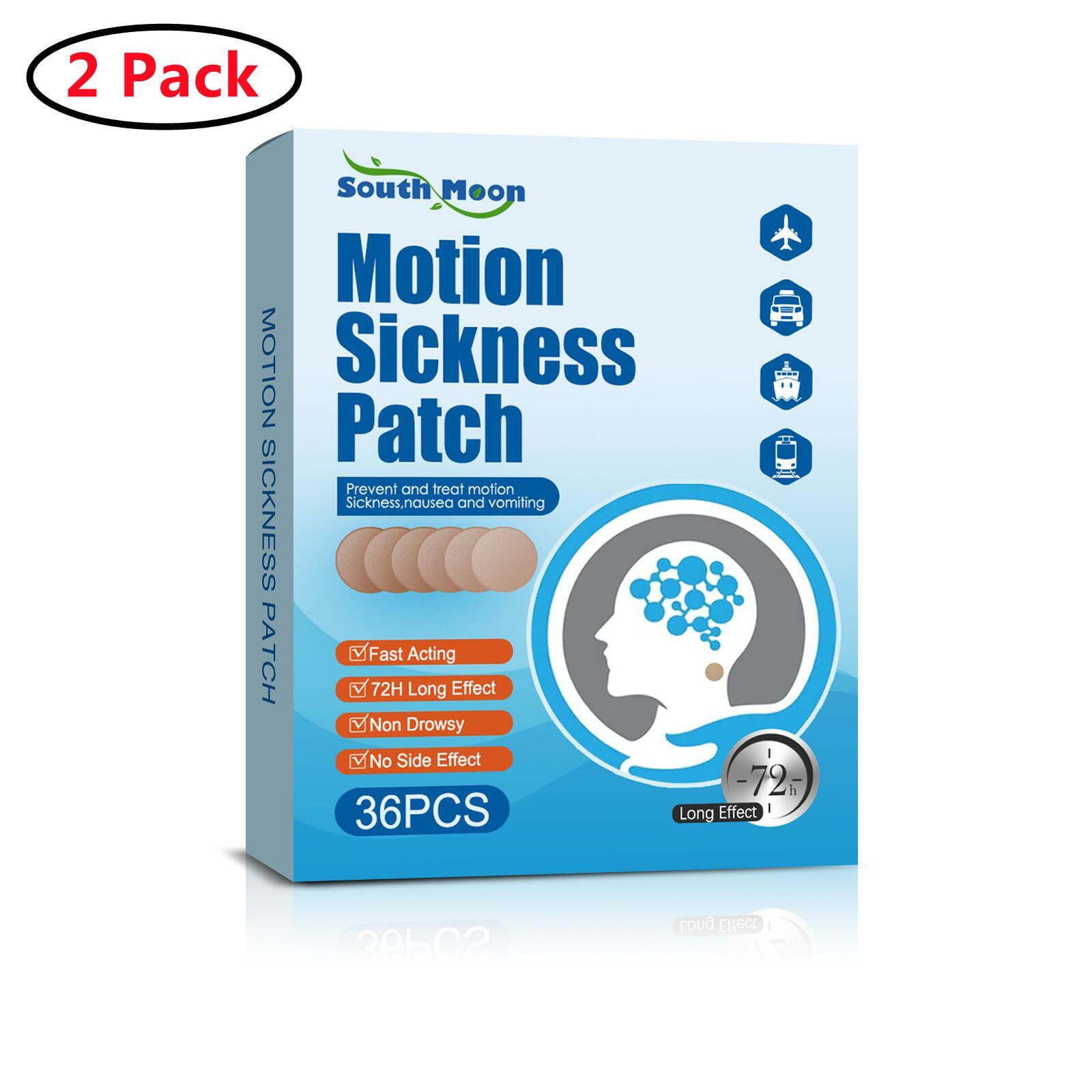 2 Pack Motion Sickness Patch,Seasick Patches Anti Nausea Patches Behind Ear,Sea Sickness Patches with Waterproof,36Pcs/Pack