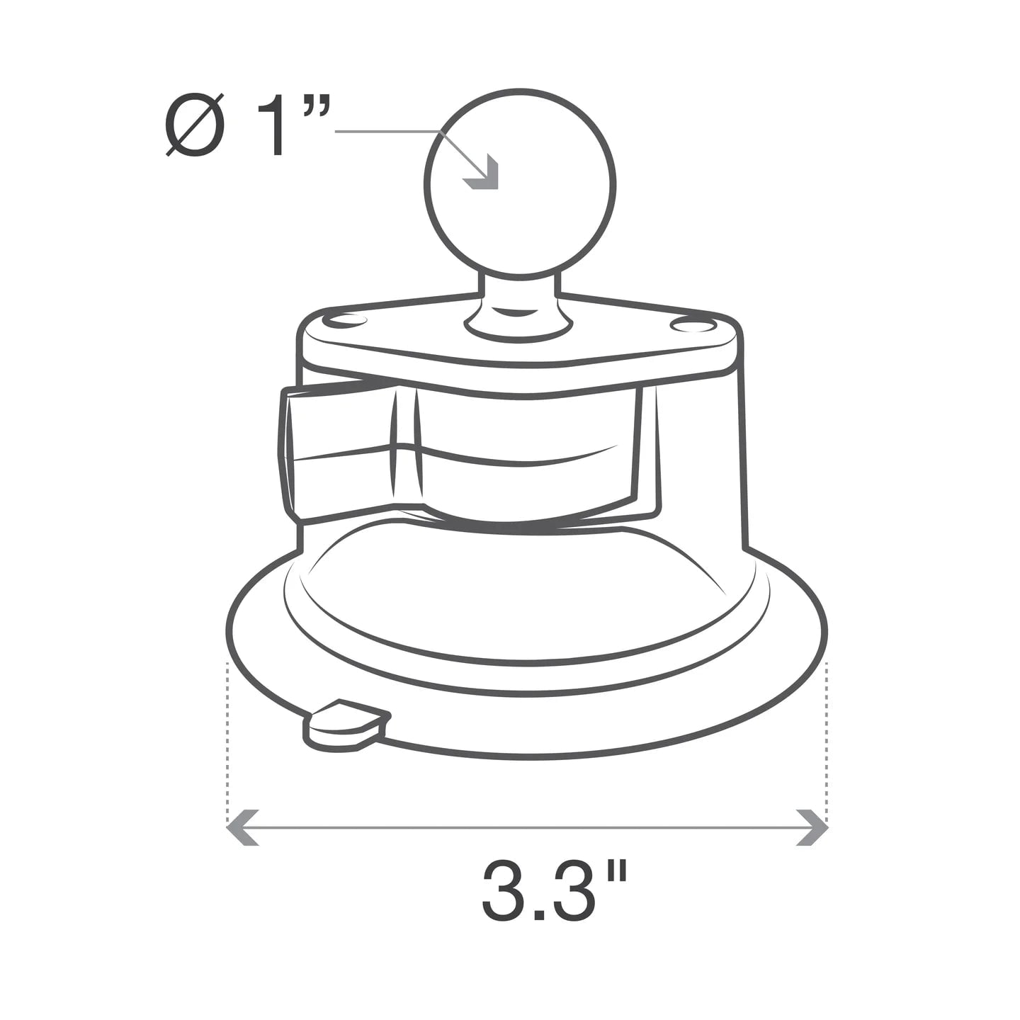 RAP-B-322U RAM Mounts Suction Cup with Short Arm