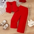 thumbnail image 2 of TOOYOU Girls Summer Outfit Sets Vest Suits 2 Piece Outfit Tuxedo Set For Kids Formal Suit With Vest And Pants Set Girls Playtime Outfits Size 12 -24 Months Red, 2 of 9