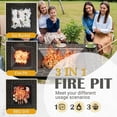 thumbnail image 6 of Lacoo 32" Patio Square Fire Pit Table for Patio Backyard BBQ, Ice Storage with Mesh Lid, Poker and Cover, Gold, 6 of 7