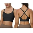 thumbnail image 5 of COMVALUE Women's Square Scoop Neck Sports Bra Thin Strap Padded Low Impact Yoga Bra Wireless Workout Crop Top (Black, XXL), 5 of 7