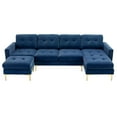 thumbnail image 2 of 110" L-Shape Convertible Sectional Sofa Couch with Movable Ottoman for Living Room, Apartment, Office (Blue), 2 of 12