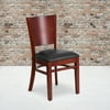 Flash Furniture Lacey Series Solid Back Mahogany Wood Restaurant Chair - Black Vinyl Seat