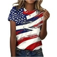 thumbnail image 2 of Cavosen Red White and Blue Tops for Women Petite Red White and Blue Short Sleeve Round Neck T Shirts USA Flag Graphic Shirts Lady XL Patriotic Casual Shirts Independence Day Tunic Tees, 2 of 5
