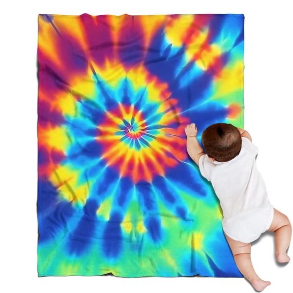 Colorful Rainbow Tie Dye Spiral Pattern Blanket,Comfortable Soft Flannel Throw Blanket,All Season,Warm Lightweight Blankets for Sofa Bed Couch Living Room Chair,30"x40"