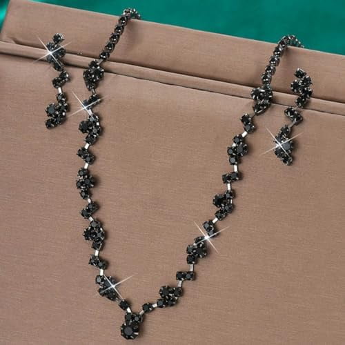 Parure De Bijoux Noire à Strass (collier & Boucles D'oreilles) Sophia Collection - Neuf Avec étiquettes