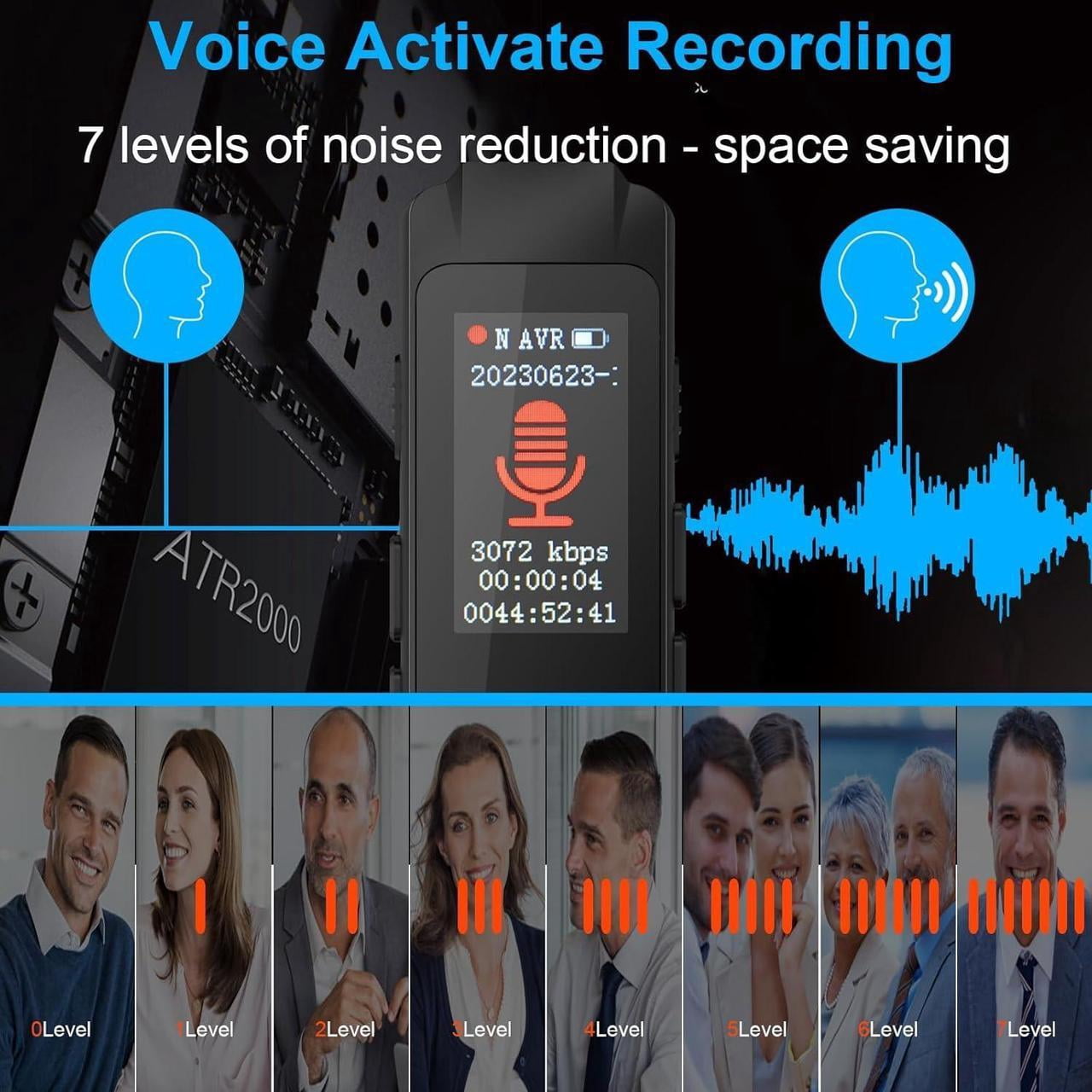 64GB Digital Voice Recorder Voice Activated Recorder for Lectures Meeting, Mini Voice Recorder Upgraded Audio Recorder with Playback, 3072KBPSHD Tape Recorder,Password
