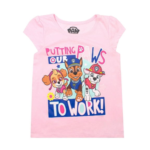 Paw Patrol Toddler Girls Putting Our Paws To Work Skye Puppy Pink T-Shirt 2T