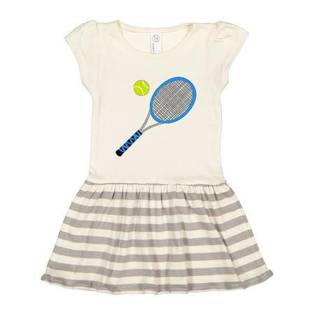 

Inktastic Blue Tennis Racket and Ball Gift Toddler Girl Dress