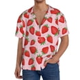thumbnail image 3 of Xecao offers the Strawberries for Men's Casual Short-sleeved Shirt, a button-up collared shirt with a pocket, perfect for beach vacations and yacht travel in the 4X-Large size., 3 of 7