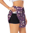 thumbnail image 3 of Lsque Cute Squirrel Floral Printed Women's Running Shorts with Liner Pockets,Elastic Quick Dry Workout Athletic Gym Yoga Shorts,Womens High Waist Shorts-Large, 3 of 9