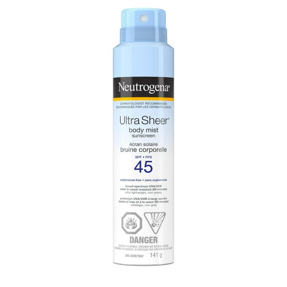 Neutrogena Sunscreen Spray SPF 45, Ultra Sheer Body Mist, 141g