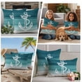 thumbnail image 4 of Nautical Anchor Teal Green Outdoor Pillow Covers 16x16 Set of 2,Waterproof Patio Throw Pillowcase Protectors,Coastal Ocean Ombre Striped Decorative Pillow Shams Cushion Covers for Seat Bed Couch Sofa, 4 of 8