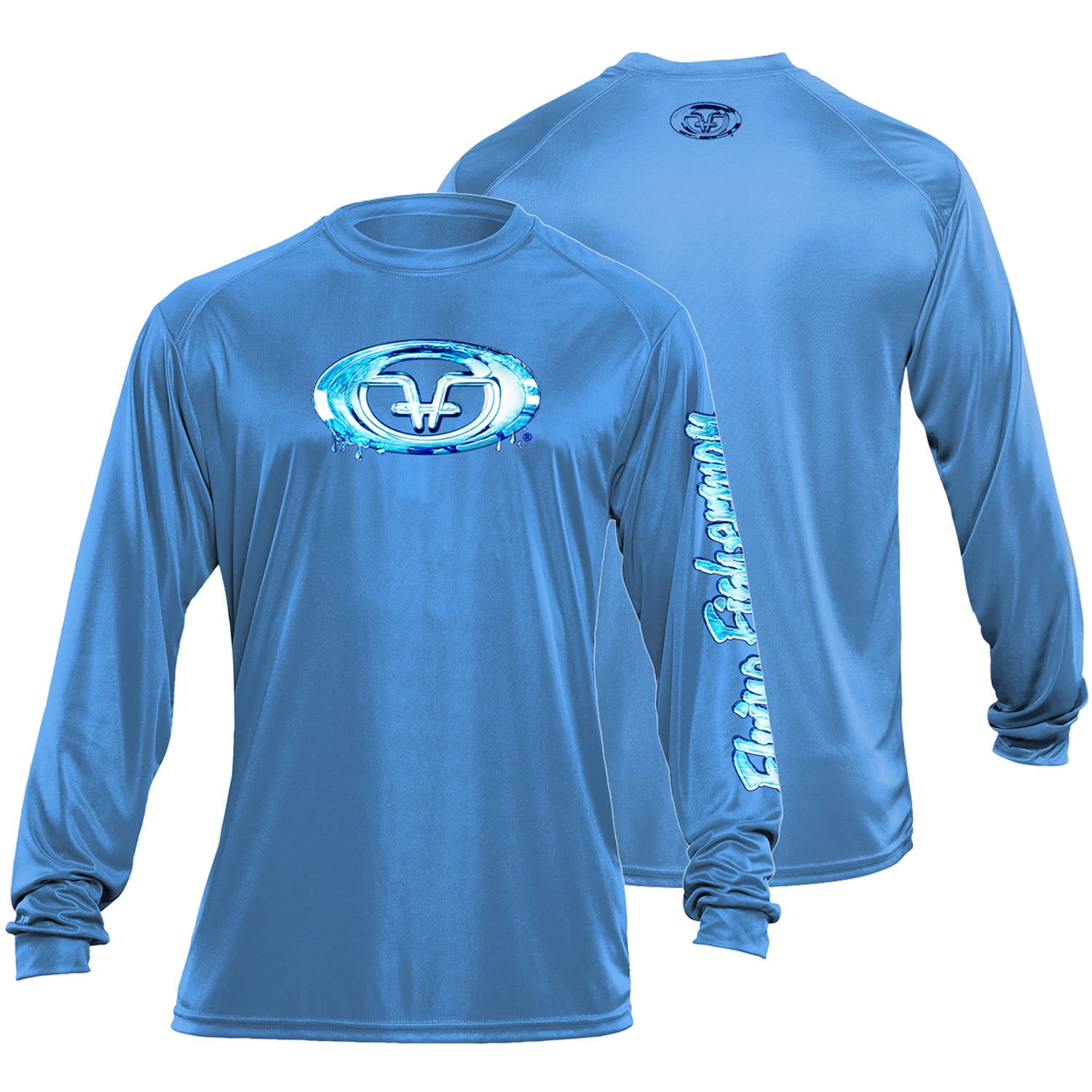Flying Fisherman Water Logo Performance Tee, Carolina Blue, XL by Flying Fisherman