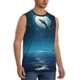thumbnail image 2 of Kdxio Night Sky Moon Dolphin for Men's Muscle T-shirt,Sleeveless for Workout Running Athletic Gym Lounge Casual, 2 of 5