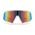 thumbnail image 3 of Super Oversized Color Mirror Angular Shield Sport Wrap Around Sunglasses White Orange Mirror, 3 of 4
