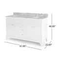 thumbnail image 3 of Demetrius Contemporary 60" Wood Double Sink Bathroom Vanity with Marble Counter Top, 3 of 14
