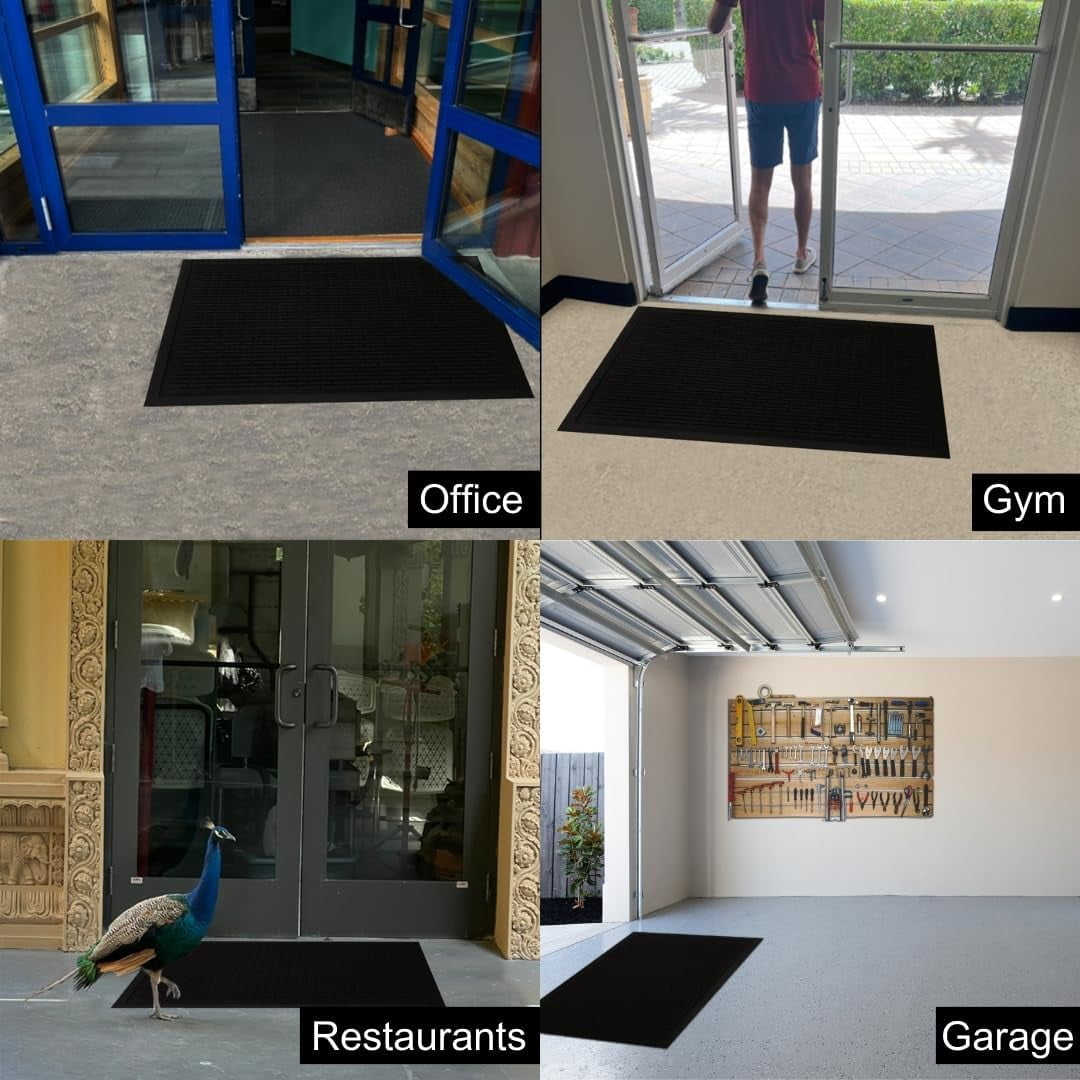 A1HC Natural Rubber Scraper Door Mat 18"x30" for Mud & Dirt Control, Heavy Traffic, Commercial & Residential Entryways