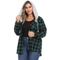 thumbnail image 5 of LoyisViDion Coat Women Hoodie Plaid Flannel Shirt Plus Size Long Sleeve Jacket Sweatshirt Blouse Green 10(XL), 5 of 7