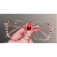 thumbnail image 3 of Photochromic Brown Blue Light Blocking Presbyopic Glasses, Oversized Bling Party Reading Glasses for Women, Brown Square Eyeglasses Frame, 3 of 4