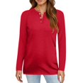 thumbnail image 7 of Hearthz Oversized Long Sleeve Shirts for Women Fall V Neck Cotton Tshirts for Women Henley Button Down Women's Tops, Tees & Blouses, 7 of 7